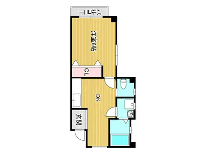 グランブルー中山手(1K/2階)の間取り写真