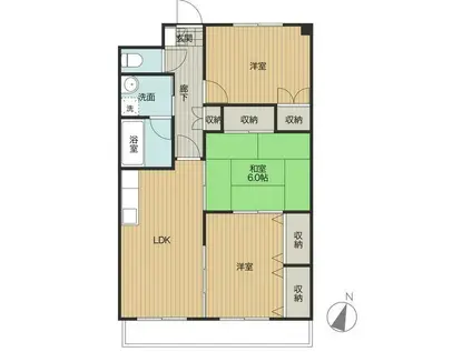 レルフェ白枝(3LDK/1階)の間取り写真