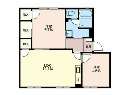 ウィンディーSUZUKA A(2LDK/1階)の間取り写真