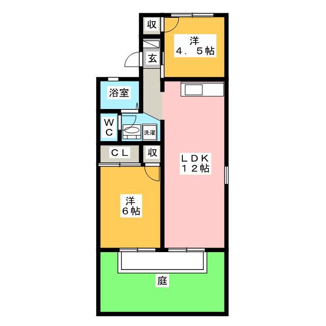 セジュール高貴(2LDK/1階)の間取り写真