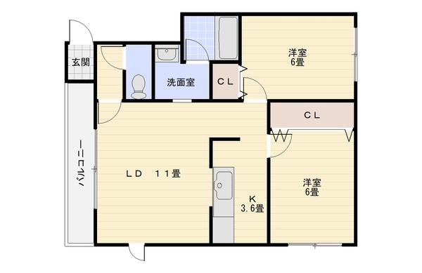 グランドハイムぽちたま21(2LDK/2階)の間取り写真