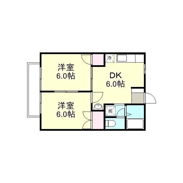 ニューシティM(2DK/1階)の間取り写真