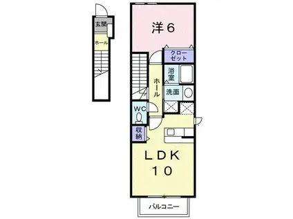 メゾン南(1LDK/2階)の間取り写真