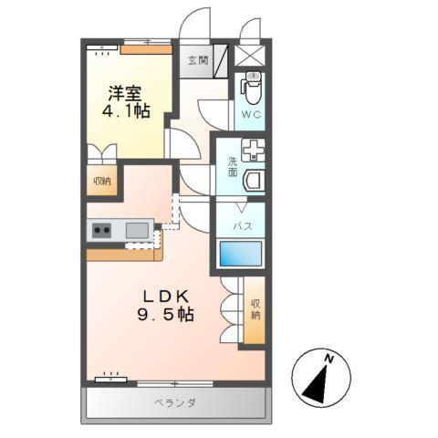 エスポアールB(1LDK/2階)の間取り写真
