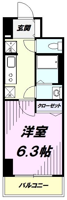 セントランド所沢(1K/9階)の間取り写真