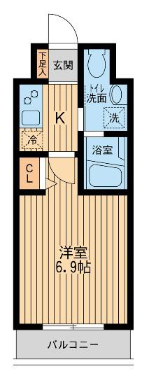 HF関内レジデンス(1K/4階)の間取り写真