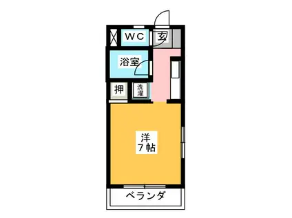 ヴィラII 北棟(ワンルーム/3階)の間取り写真