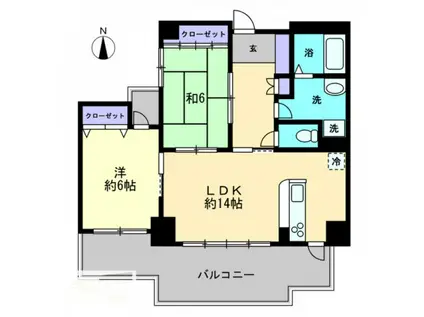 ストーンレイク子の浜C棟(2LDK/4階)の間取り写真