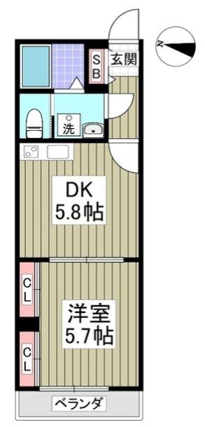 サンネクテール恵比寿(1DK/2階)の間取り写真