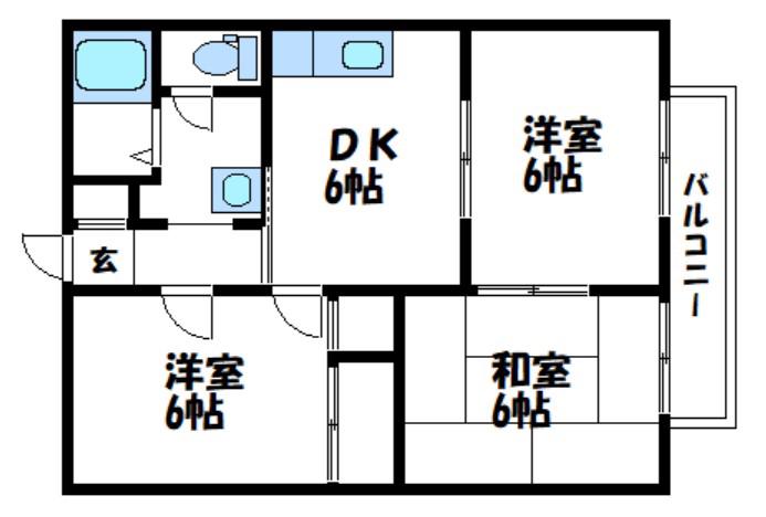 ストークハイツ A(3DK/2階)の間取り写真