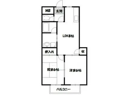 ほら貝ビレッジ(2DK/3階)の間取り写真