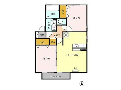 アネックスMII C棟(2LDK/1階)の間取り写真
