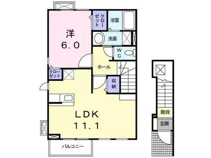 水木コーポII(1LDK/2階)の間取り写真