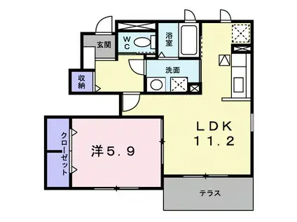 ボヌ-ルエスパスIII番館(1LDK/1階)の間取り写真