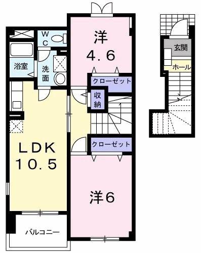 アルエット・シエル(2LDK/2階)の間取り写真
