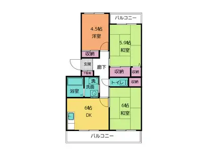 グランスィート沼津(3DK/4階)の間取り写真