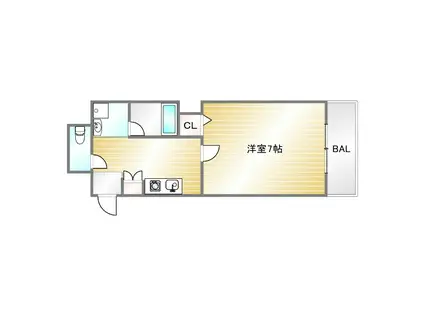 オーシャンビュー湊町(1K/3階)の間取り写真