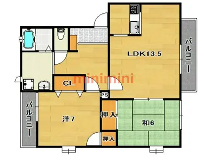 コスモフラット木村(2LDK/2階)の間取り写真