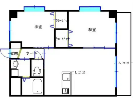 カーサ・フェリース池之上(2LDK/3階)の間取り写真