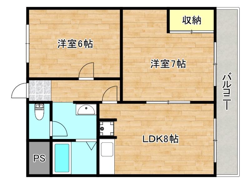 マンションサンパール(2LDK/2階)の間取り写真