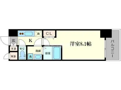 LC本町東(1K/9階)の間取り写真