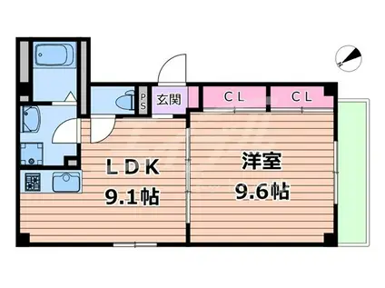 京橋オリエンタルキューブ(1LDK/3階)の間取り写真