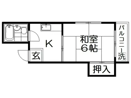 香里エムハイツ(1K/2階)の間取り写真