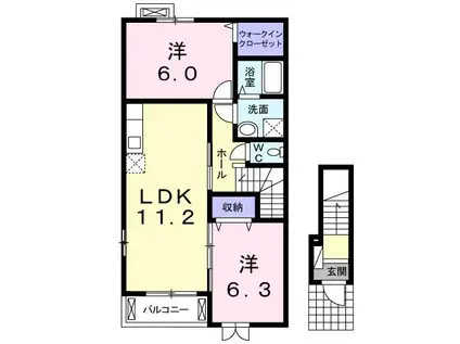 リヴィエール(2LDK/2階)の間取り写真