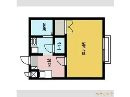 アンプルール ブワ 虹(1K/1階)の間取り写真