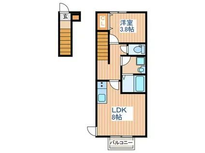 WELLS長町東(1LDK/2階)の間取り写真