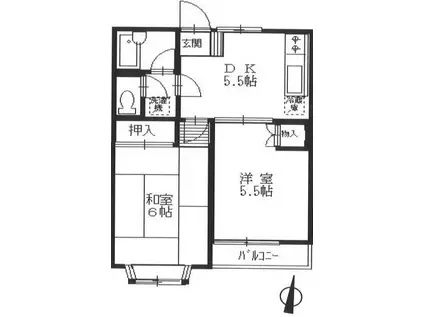 サニープレイスNO.2(2DK/1階)の間取り写真