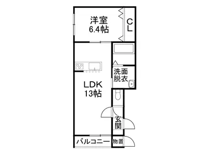 フォルテッシモ(1LDK/1階)の間取り写真