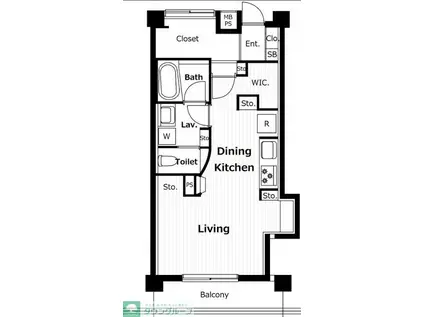 若松町サマリヤマンション(ワンルーム/3階)の間取り写真