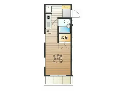 府中ウエスト(ワンルーム/2階)の間取り写真