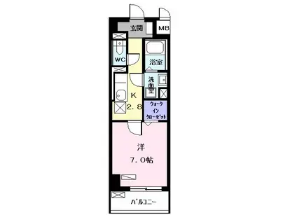 カランコエ川並(1K/1階)の間取り写真