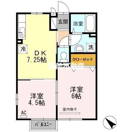 ジェネス南佐賀(2DK/2階)の間取り写真