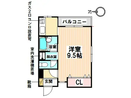 シャンブル平野(1K/4階)の間取り写真