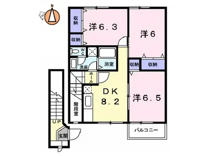 Vシャト- アロースリ-VI(3DK/2階)の間取り写真