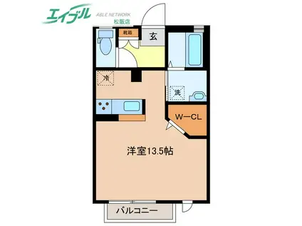 セントヒルズ上川 A棟(ワンルーム/2階)の間取り写真