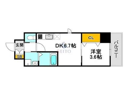 KS SQUARE ESAKA(1DK/2階)の間取り写真