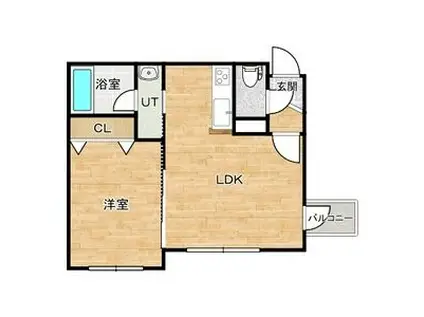 リュクス円山公園(1LDK/2階)の間取り写真