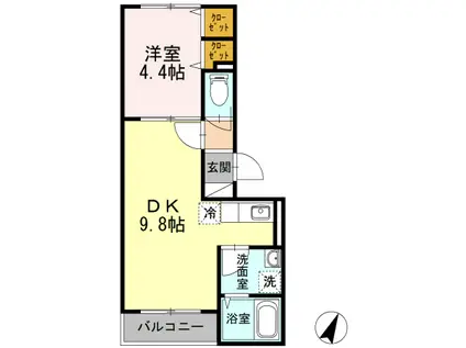 ヴェルデ(1LDK/1階)の間取り写真