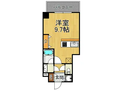 ブランTAT西宮本町2(ワンルーム/3階)の間取り写真