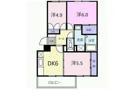 コーポ ラフォーレB(3DK/1階)の間取り写真