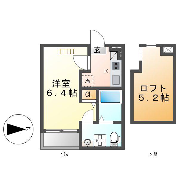 EMBELLIR DUE(1K/1階)の間取り写真