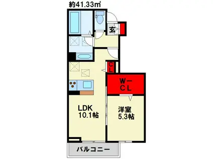 EXCELLENT街角六番街(1LDK/1階)の間取り写真
