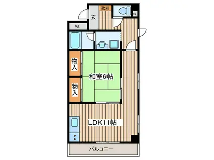 山口ビル(1LDK/3階)の間取り写真