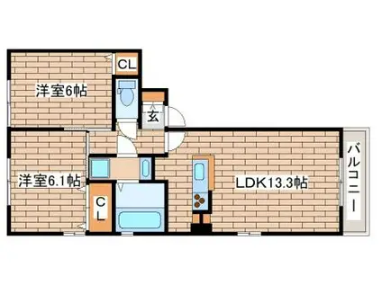 コットンプレイス(2LDK/3階)の間取り写真