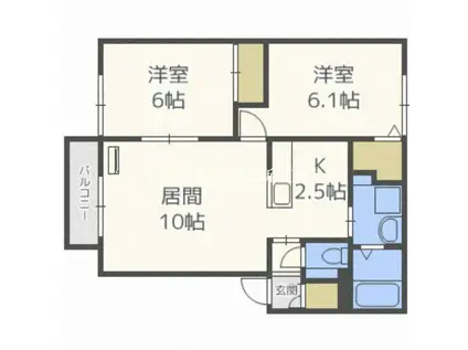 ルミエール シエルI(2LDK/2階)の間取り写真