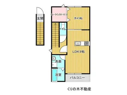 ルミウス延喜A棟(1LDK/1階)の間取り写真